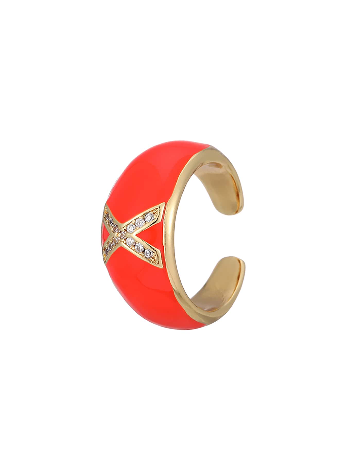 Rhinestone Letter Graphic Ring