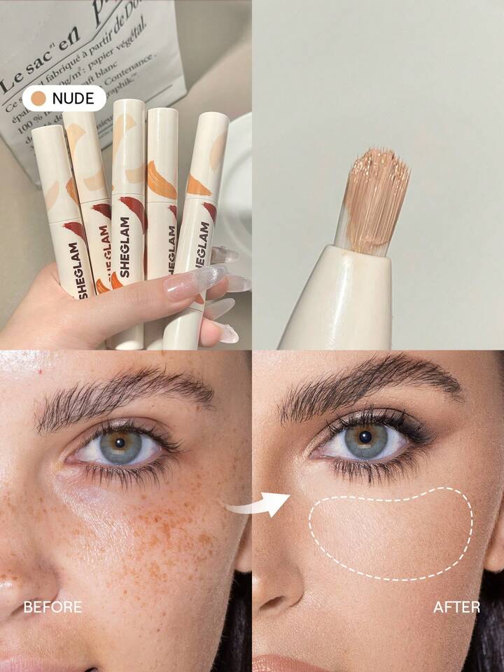 Perfect Skin High Coverage Concealer-Nude 20 Shades Liquid Concealer Brush Moisturizing Weightless All-Day Hydrate Concealer Makeup Brand Beauty Makeup Face Paint Cosmetic For Women Girls Perfect For Winter Spring Ideal For Y2K Fancy Fashion Suitable For Birthday Gift Party Ready Best Color