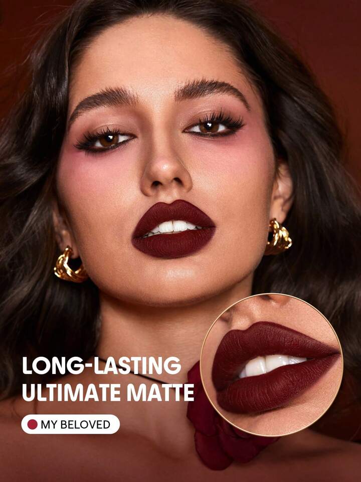 Dynamatte Boom Long-Lasting Matte Lipstick (Ember Rose Ver.)-My Beloved Valentines Red Lipstick Lightweight Color Non-Transfer Creamy-Matte Lip Makeup Lip Combo Brand Beauty Makeup Face Paint Cosmetic For Women Girls Perfect For Winter Spring Ideal For Y2K Fancy Fashion Suitable For Birthday Gift Party Ready Best Color