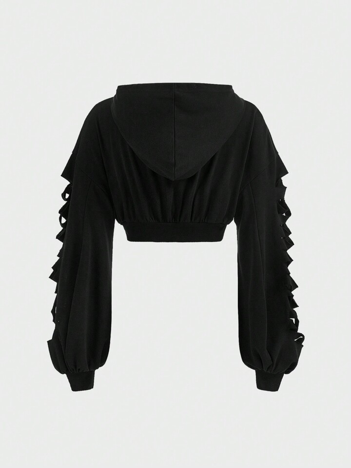 Skeleton Print Drop Shoulder Drawstring Hoodie, School,Long Sleeve Tops