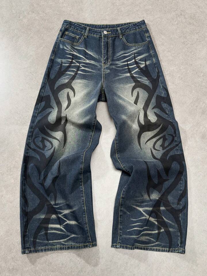 Distressed Print Men's Casual Jeans