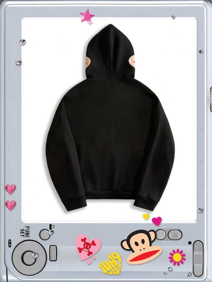 Paul Frank X ROMWE Men's Letter & Cartoon Graphic Zip-Up Hoodie Sweatshirt , Fall Winter 2 Paul Frank X ROMWE Men's Letter & Cartoon Graphic Zip-Up Hoodie Sweatshirt , Fall Winter