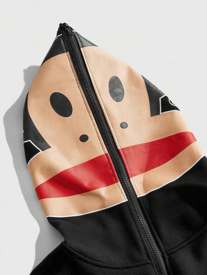 Paul Frank X ROMWE Men's Letter & Cartoon Graphic Zip-Up Hoodie Sweatshirt , Fall Winter 3 Paul Frank X ROMWE Men's Letter & Cartoon Graphic Zip-Up Hoodie Sweatshirt , Fall Winter