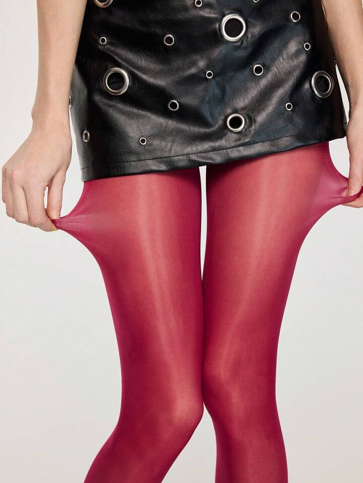 1 Pair Gothic Style Dark Plaid & Leopard Print Tights
