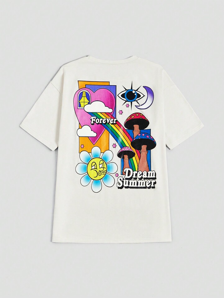 Heymoonly Optimistic Graphic Print Short Sleeve Casual T-Shirt
