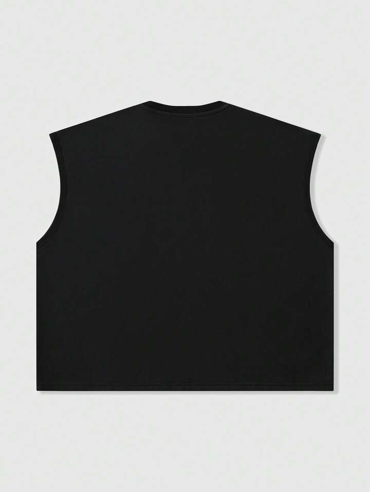 Men's Street Life Sparkling Diamond Number Decorated Loose Short Top, Rave