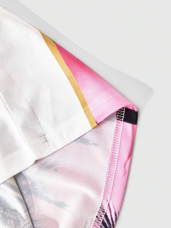 2pcs Jersey Solid Color Patchwork Men Short Sleeve Casual T-Shirt And Shorts Set For Summer, Vacation