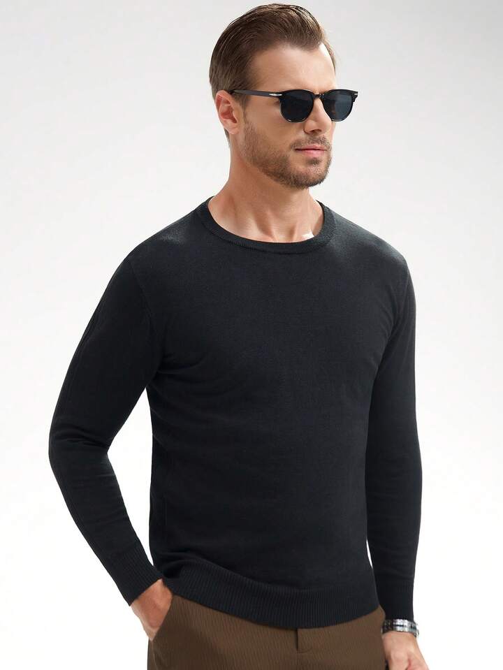Guys Solid Ribbed Knit Sweater Without Shirt