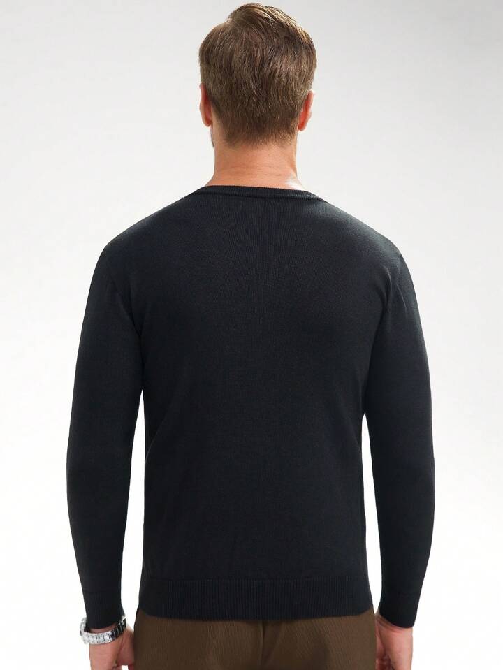 Guys Solid Ribbed Knit Sweater Without Shirt
