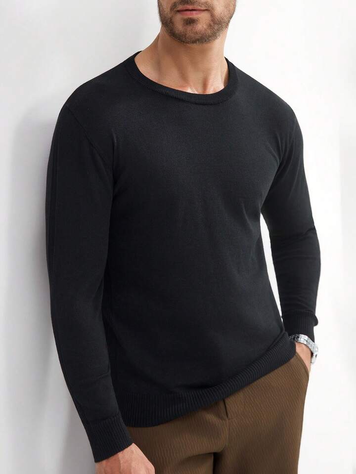 Guys Solid Ribbed Knit Sweater Without Shirt