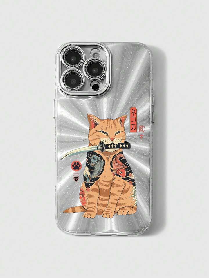 Vincenttrinidadart Anime 1 Pc Ukiyo-E Style Samurai Cat IMD Apple Phone Case