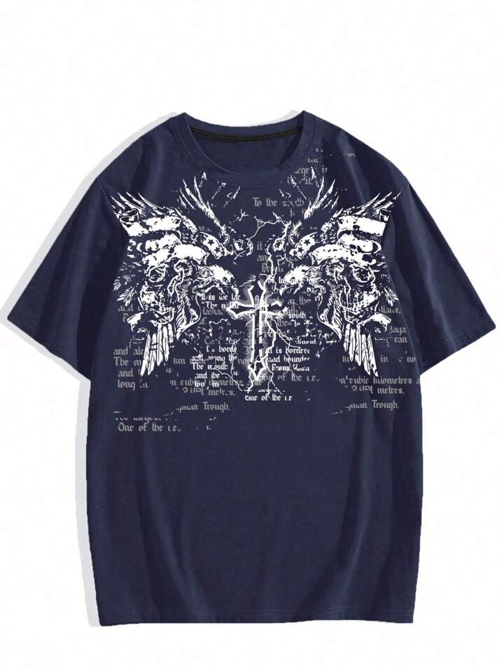 Goth Men's Round Neck Short Sleeve Printed Casual T-Shirt