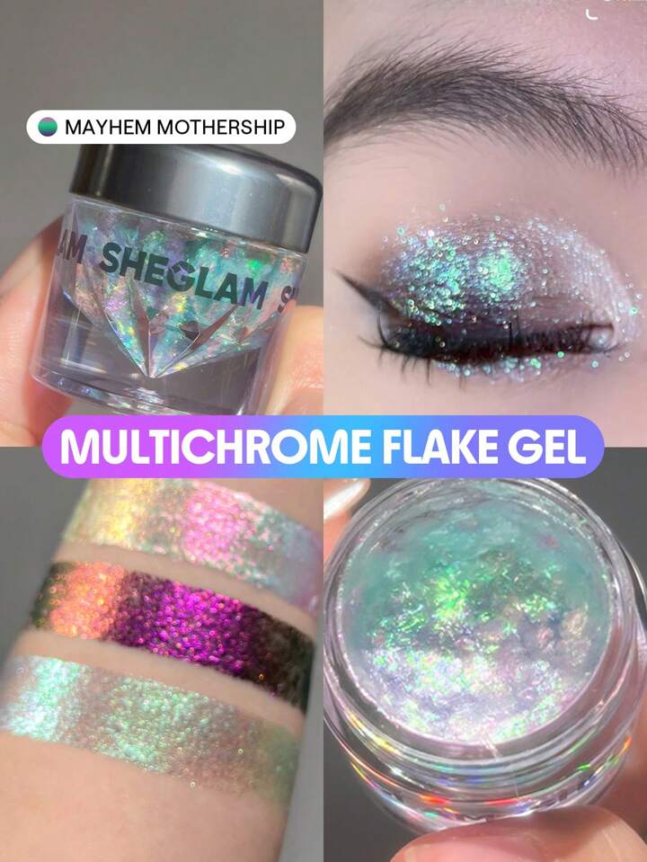 Chroma Zone Multichrome Flake Gel-Mayhem Mothership 3 Colors Gradient White Green Shiny Eyeshadow Cream Multi-Tone High Shine Finish Non-Greasy Non-Fading Glitter Shimmer Eyeshadow Flake Eyeshadow Brand Beauty Makeup Face Paint Cosmetic For Women Girls Perfect For Winter Spring Ideal For Y2K Fancy Fashion Suitable For Birthday Gift Party Ready Best Color