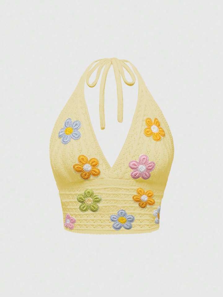 Plus Size Women 3D Floral Decor Spaghetti Strap Tank Top