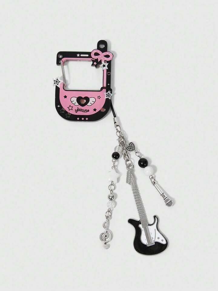 Kawaii 1pc Y2K Style Acrylic Star Guitar Instrument Pendant, Cute Stylized Phone Charm Accessory 2 Kawaii 1pc Y2K Style Acrylic Star Guitar Instrument Pendant, Cute Stylized Phone Charm Accessory