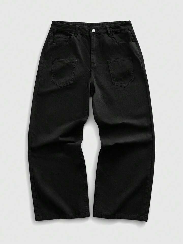 Anime Men's Fashion Floral Curved Knife Denim Jeans