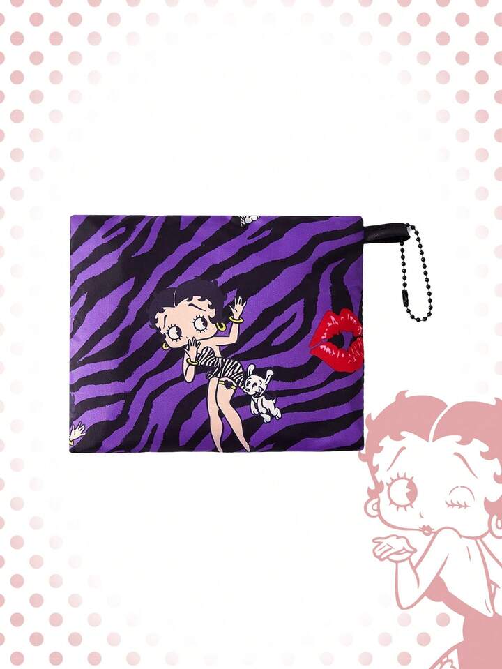 Betty Boop | ROMWE Large Capacity Foldable Tote Bag With Coin Pouch, Portable Shopping Bag , Purple 2 Betty Boop | ROMWE Large Capacity Foldable Tote Bag With Coin Pouch, Portable Shopping Bag , Purple