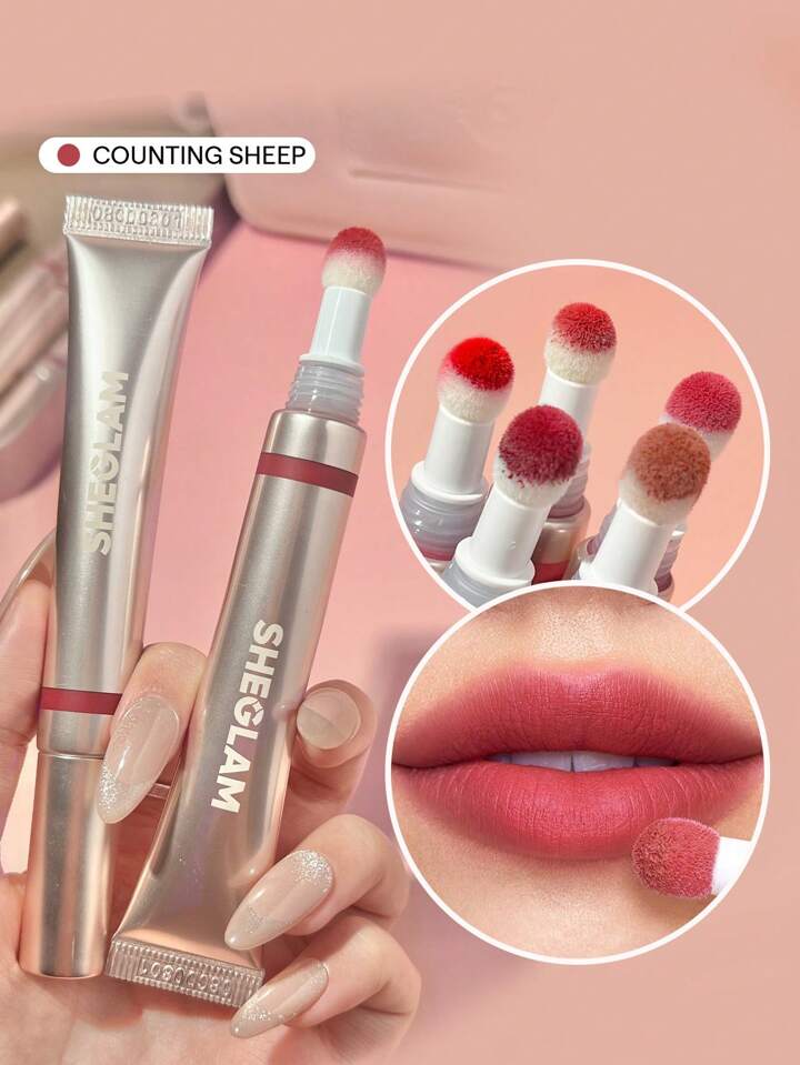 Pout Pillow Cushion Matte Liquid Lipstick-Counting Sheep Long Lasting Liquid Lipstick Matte Finish Sponge Tip Applicator Lip Gloss Moisturizing Non-Sticky Lip Gloss Lip Combo Brand Beauty Makeup Face Paint Cosmetic For Women Girls Perfect For Winter Spring Ideal For Y2K Fancy Fashion Suitable For Birthday Gift Party Ready Best Color