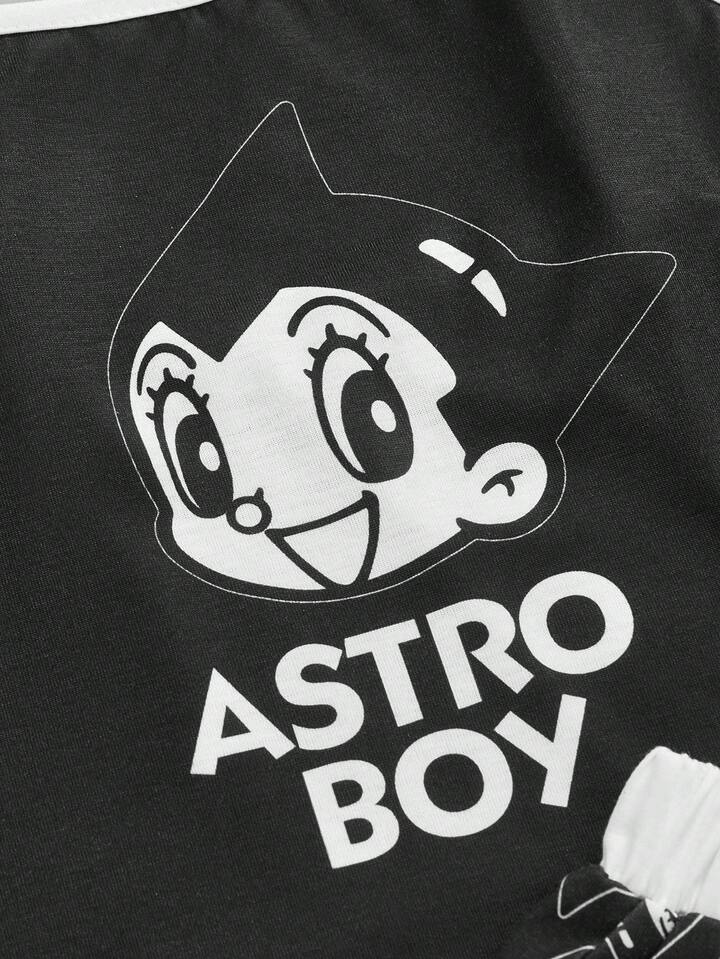 Astro Boy X ROMWE Cartoon Figure Graphic Cami Top And Shorts Pajama Set