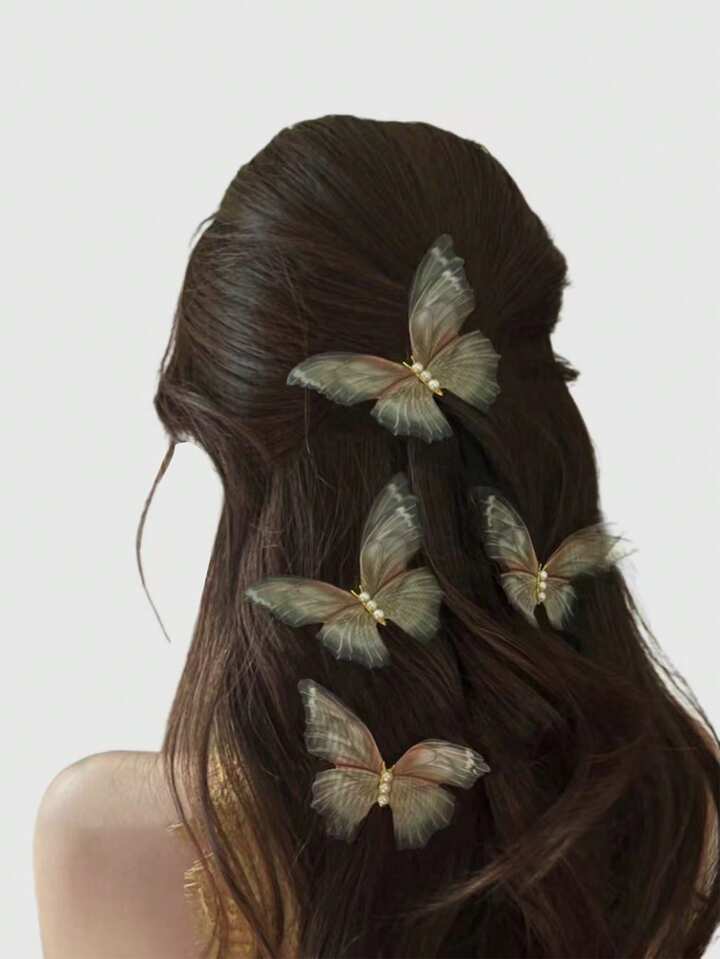 Fairycore Set Of 4 Retro Butterfly Hair Clips Suitable For Daily Matching Claw Clips Hair Claws Hair Barrettes