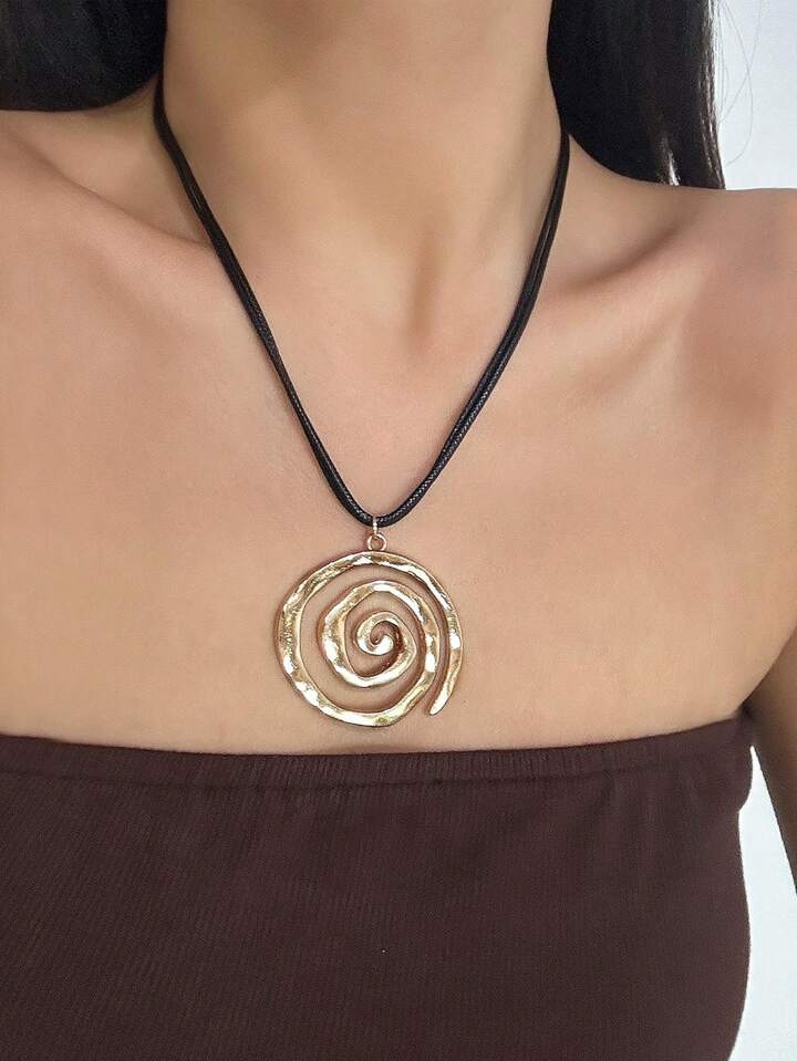 Fairycore 1pc Fashionable Geometric Spiral Pendant Necklace