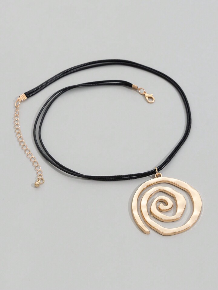 Fairycore 1pc Fashionable Geometric Spiral Pendant Necklace