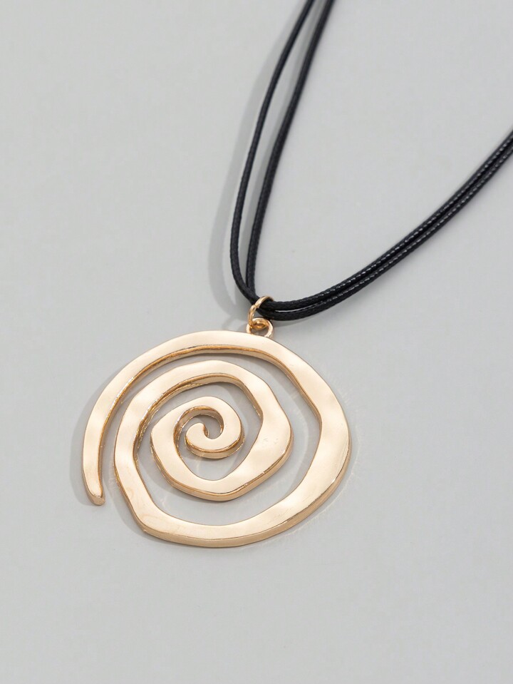 Fairycore 1pc Fashionable Geometric Spiral Pendant Necklace