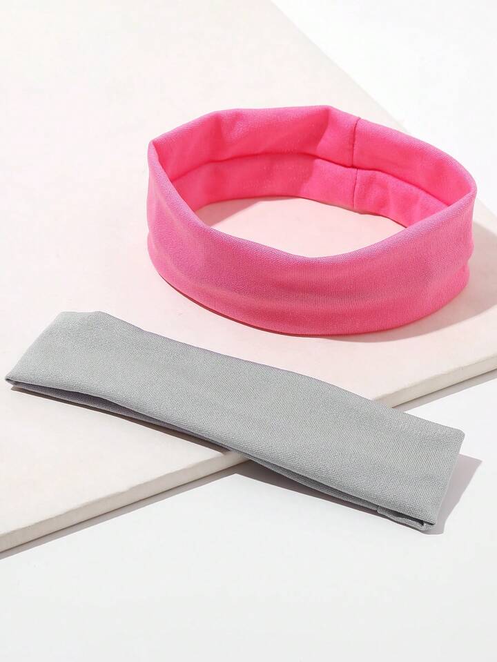 6pcs Solid Color Elastic Hair Ties For Sports And Leisure Casual Hair Band Turban Headband Sweatband