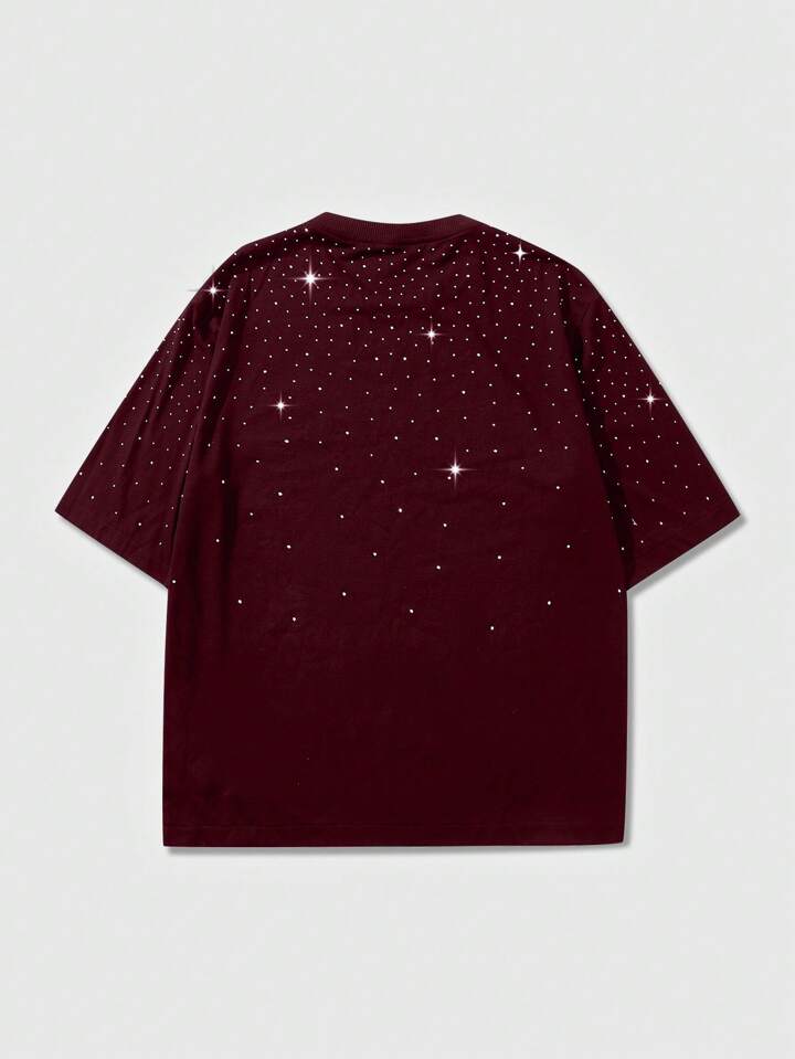 Men's Street Life Crystal Decor Short Sleeve T-Shirt, Summer
