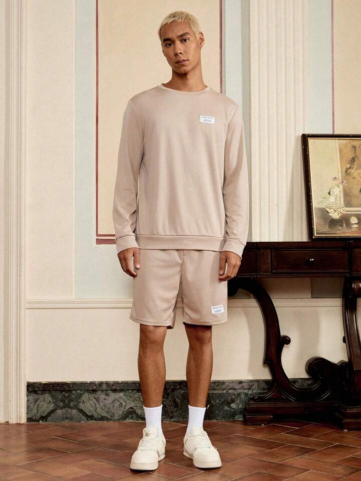 Guys Letter Patched Sweatshirt & Track Shorts