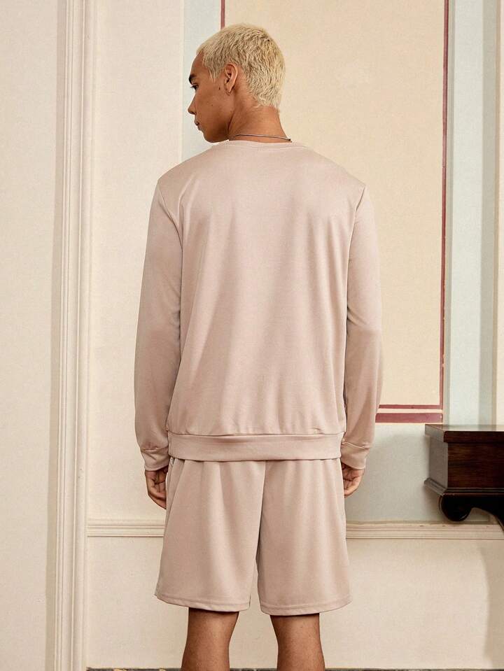 Guys Letter Patched Sweatshirt & Track Shorts