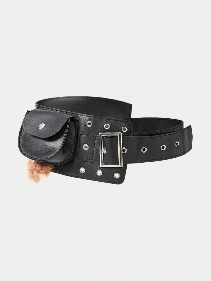 Goth 1pc Y2K Deer Print Patchwork Waist Bag For Women, Cute & Sweet, Suitable For School, Shopping, Travel, Fashionable Christmas Gift Item For Winter