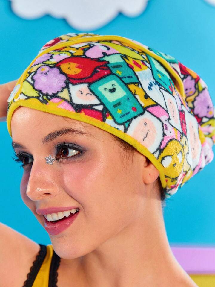 Adventure Time X ROMWE Cartoon Pattern Color Contrast Border Hair Drying Towel & Hair Drying Cap 4 Adventure Time X ROMWE Cartoon Pattern Color Contrast Border Hair Drying Towel & Hair Drying Cap