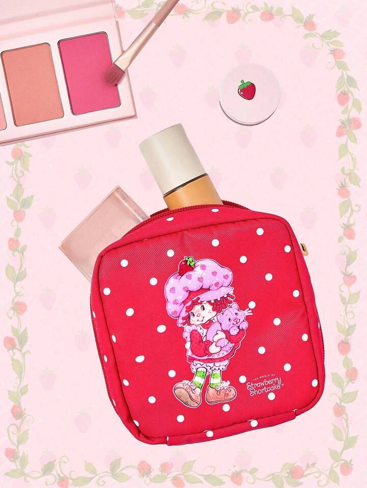 Cartoon Figure Graphic & Polka Dot Pattern Fashion Thick Padded Large Capacity Portable Cosmetic Bag 3 Cartoon Figure Graphic & Polka Dot Pattern Fashion Thick Padded Large Capacity Portable Cosmetic Bag