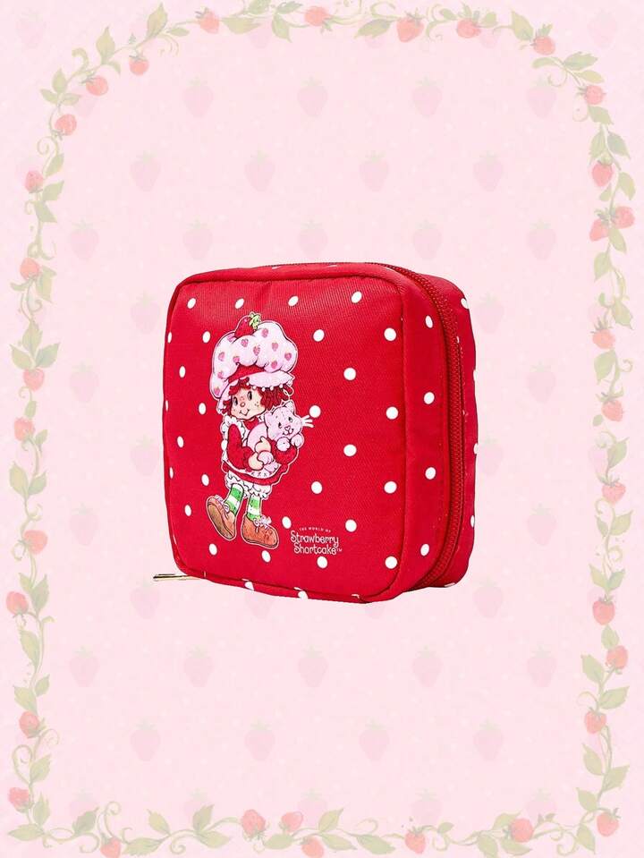 Cartoon Figure Graphic & Polka Dot Pattern Fashion Thick Padded Large Capacity Portable Cosmetic Bag 5 Cartoon Figure Graphic & Polka Dot Pattern Fashion Thick Padded Large Capacity Portable Cosmetic Bag