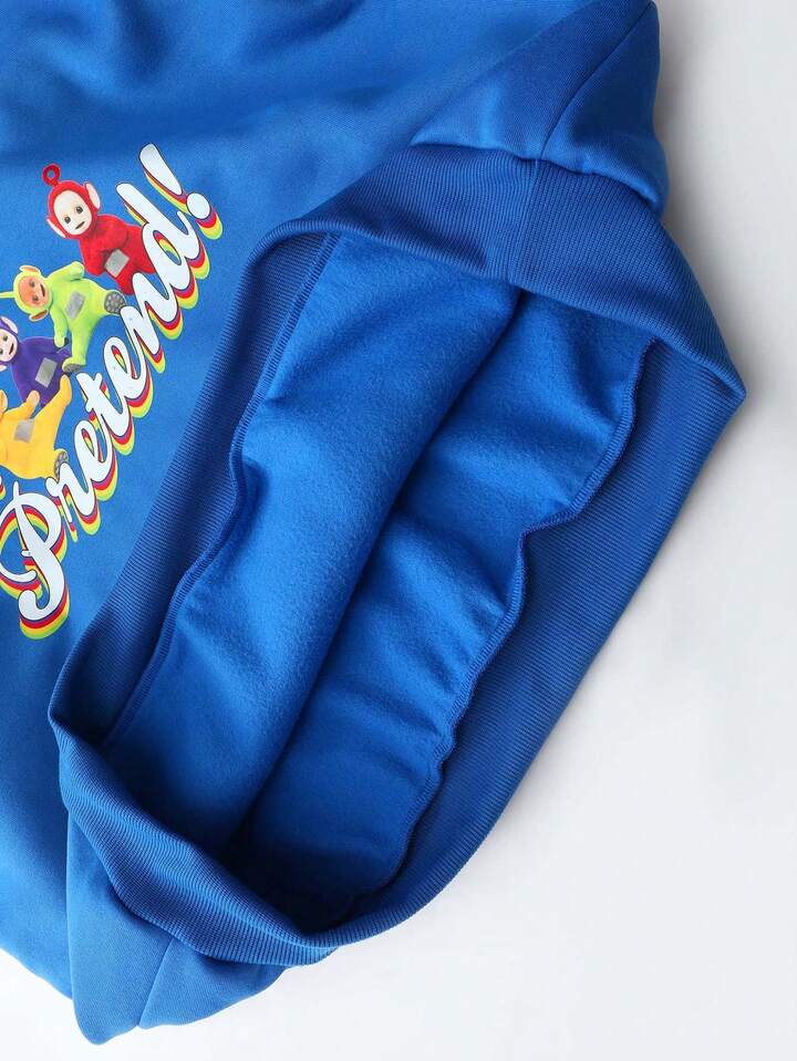 Teletubbies X ROMWE Men's Casual Rhinestone Cartoon Pattern Pocket Hoodie, Autumn/Winter, Long Sleeve Top 6 Teletubbies X ROMWE Men's Casual Rhinestone Cartoon Pattern Pocket Hoodie, Autumn/Winter, Long Sleeve Top
