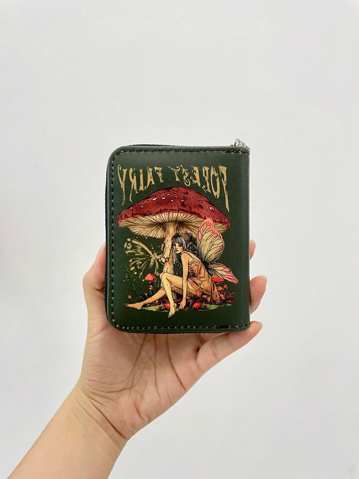 Fairycore Green Mushroom Girl Short Wallet, Creative Multifunctional Card Holder Wallet For Women 4 Fairycore Green Mushroom Girl Short Wallet, Creative Multifunctional Card Holder Wallet For Women