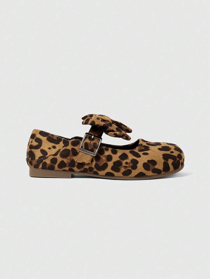 Women's Leopard Print Bow Decor Fashion Casual Slip-On Flats