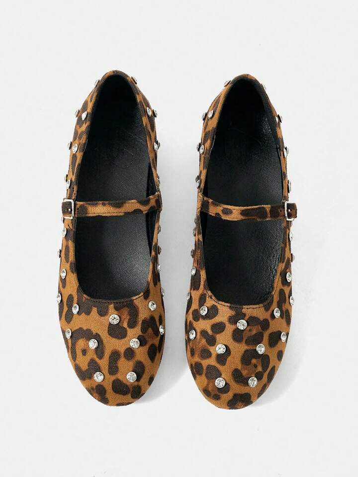 Women's Black Round Toe Low Heel Comfortable Flats
