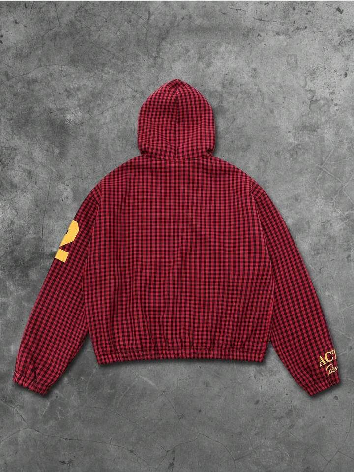 Prep Men's Plaid & English Graphic Print Thermal Lined Hoodie Sweatshirt, Autumn/Winter 2 Prep Men's Plaid & English Graphic Print Thermal Lined Hoodie Sweatshirt, Autumn/Winter