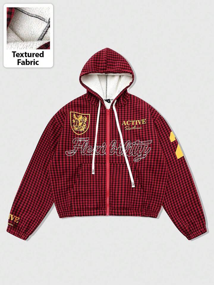 Prep Men's Plaid & English Graphic Print Thermal Lined Hoodie Sweatshirt, Autumn/Winter 6 Prep Men's Plaid & English Graphic Print Thermal Lined Hoodie Sweatshirt, Autumn/Winter