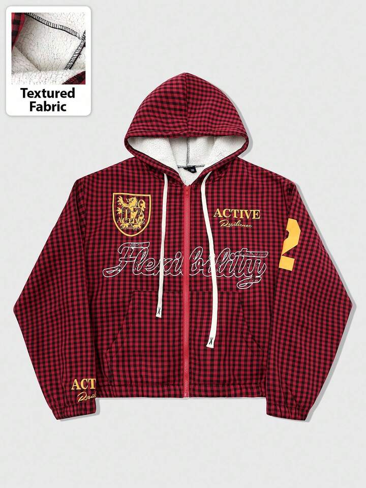 Prep Men's Plaid & English Graphic Print Thermal Lined Hoodie Sweatshirt, Autumn/Winter 7 Prep Men's Plaid & English Graphic Print Thermal Lined Hoodie Sweatshirt, Autumn/Winter