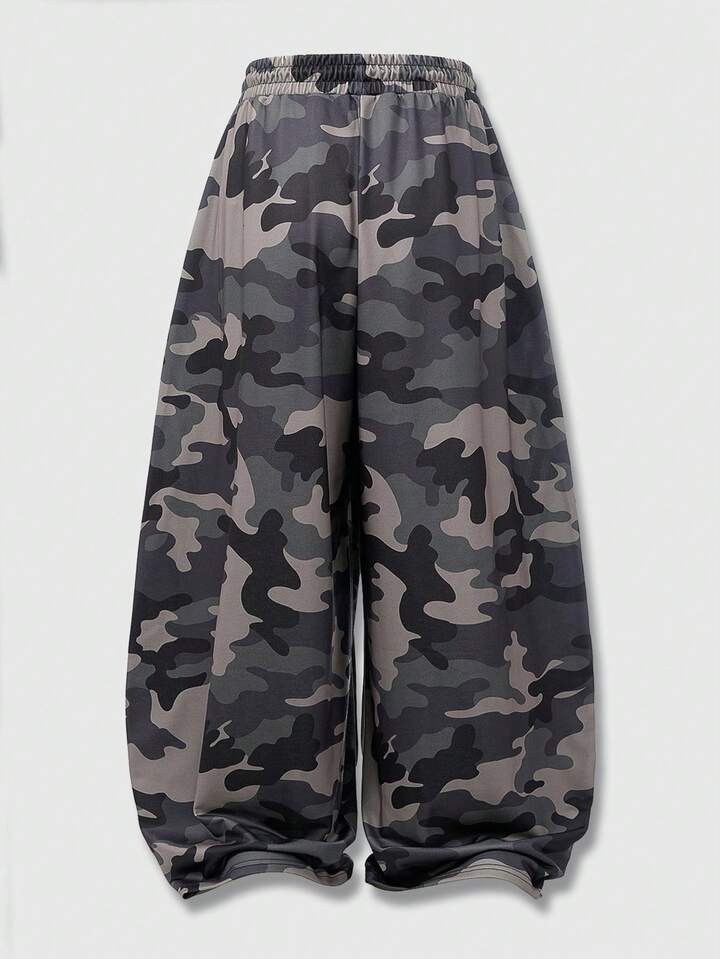 Men's Drawstring Waist Camouflage Letter Print Casual Loose Pants, Suitable For Daily Wear 2 Men's Drawstring Waist Camouflage Letter Print Casual Loose Pants, Suitable For Daily Wear