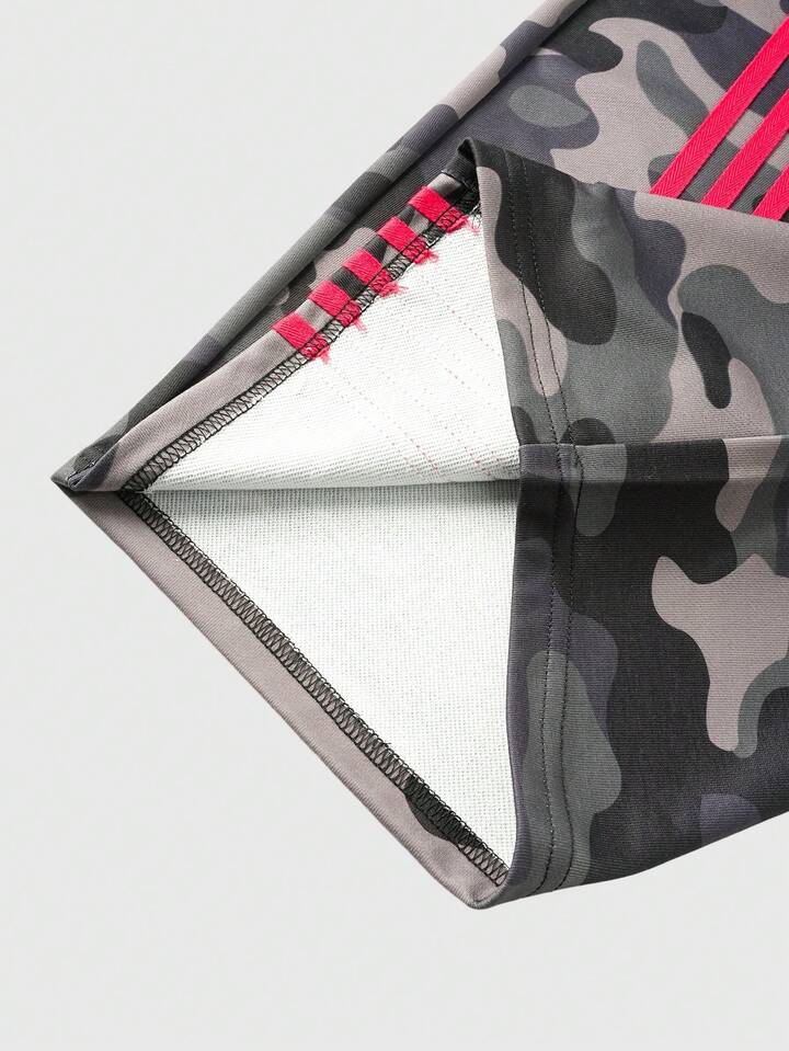 Men's Drawstring Waist Camouflage Letter Print Casual Loose Pants, Suitable For Daily Wear 4 Men's Drawstring Waist Camouflage Letter Print Casual Loose Pants, Suitable For Daily Wear