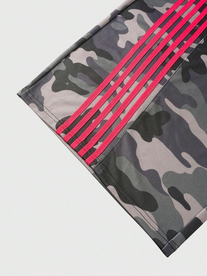 Men's Drawstring Waist Camouflage Letter Print Casual Loose Pants, Suitable For Daily Wear 6 Men's Drawstring Waist Camouflage Letter Print Casual Loose Pants, Suitable For Daily Wear