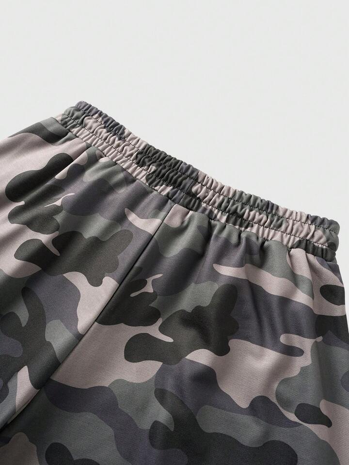 Men's Drawstring Waist Camouflage Letter Print Casual Loose Pants, Suitable For Daily Wear 7 Men's Drawstring Waist Camouflage Letter Print Casual Loose Pants, Suitable For Daily Wear
