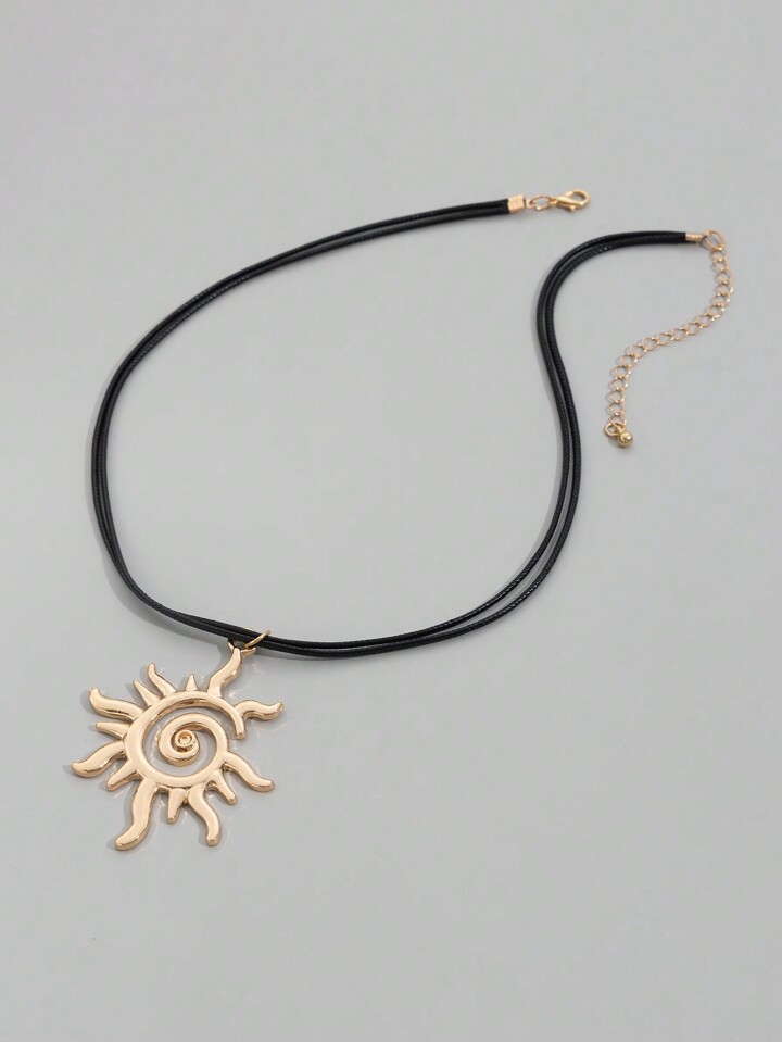 Fairycore 1pc Fashionable Geometric Spiral Sun Pendant Necklace