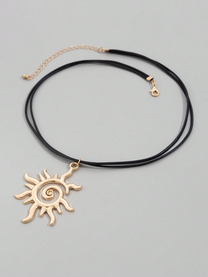 Fairycore 1pc Fashionable Geometric Spiral Sun Pendant Necklace