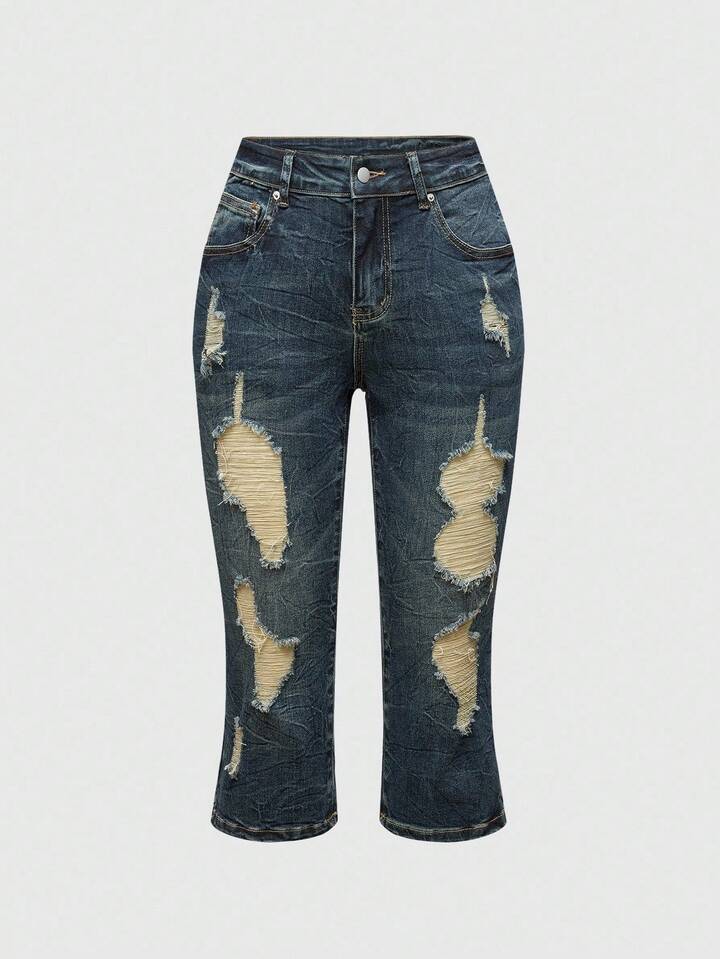 J-Fashion Y2K Vintage Leopard Print Faux Fur & Denim Patchwork Low Waist Capri Pants