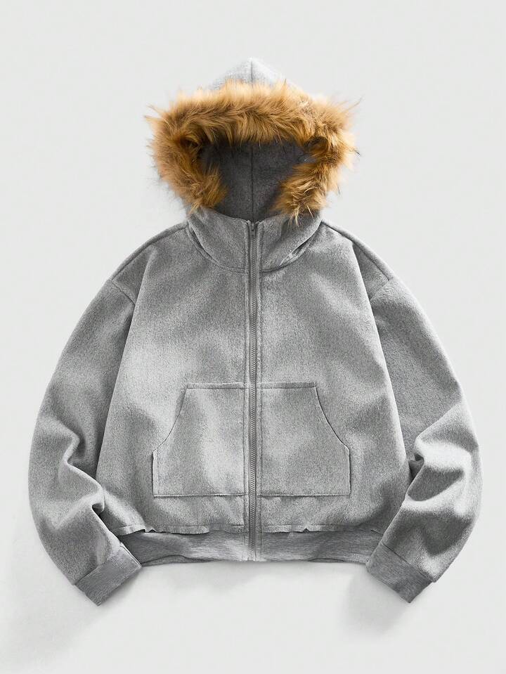 Men's Casual Wool Blend Hooded Jacket With Fringe, Suitable For Autumn/Winter Street Style
